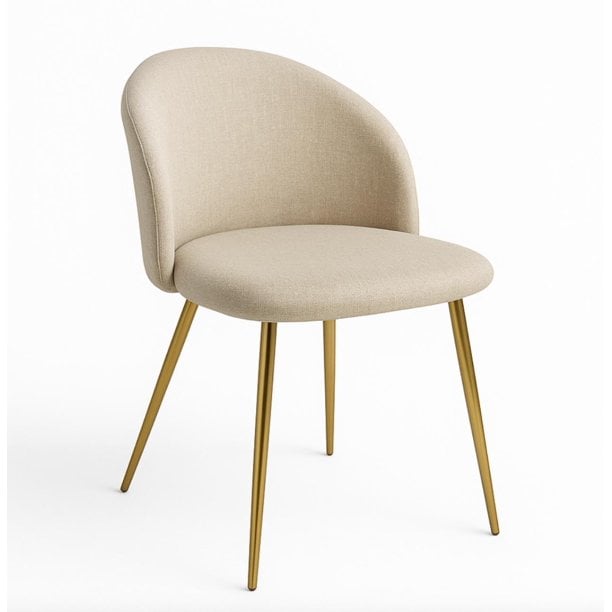 SILLA SITIAL TELA LINO NORDIC BEIGE PATAS METÁLICAS DORADAS BEIGE - 1