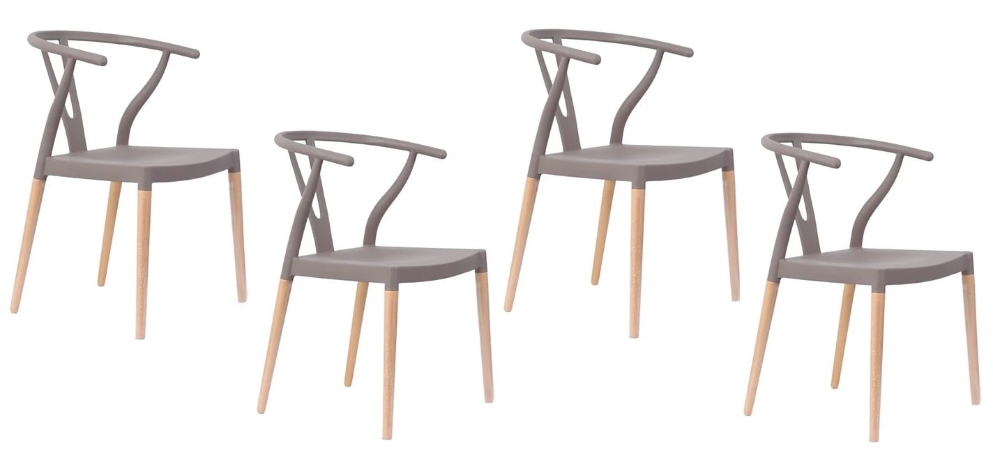 PACK HABITA2 GRIS 4 SILLA WISHBONE ESTILO NÓRDICO COMEDOR O TERRAZA - 1