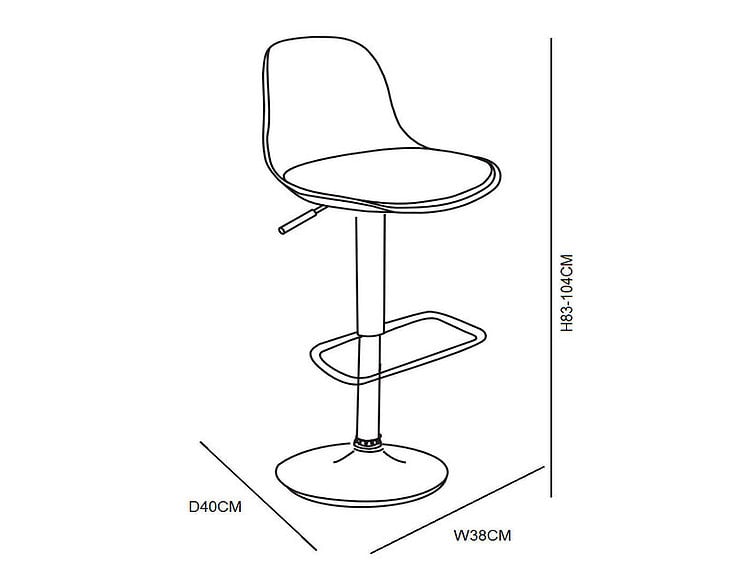 PACK 4 TABURETE DE BAR ALTURA REGULABLE ELEGANTE MOBY - NEGRO - 3