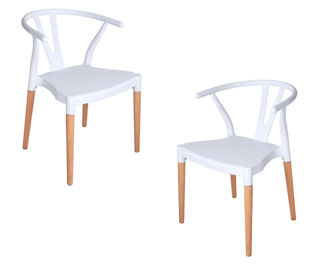 PACK HABITA2 BLANCO 2 SILLA WISHBONE ESTILO NÓRDICO COMEDOR O TERRAZA - 1