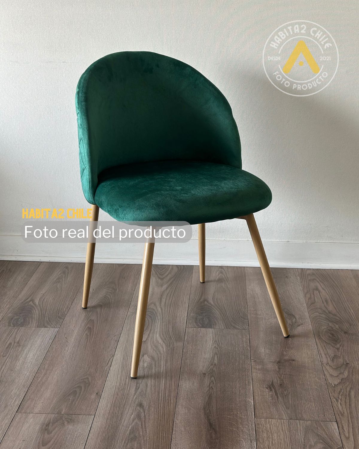 SILLA HABITA2 FELPA VERDE NORDIC ACOLCHADA DE TERCIOPELO - 3