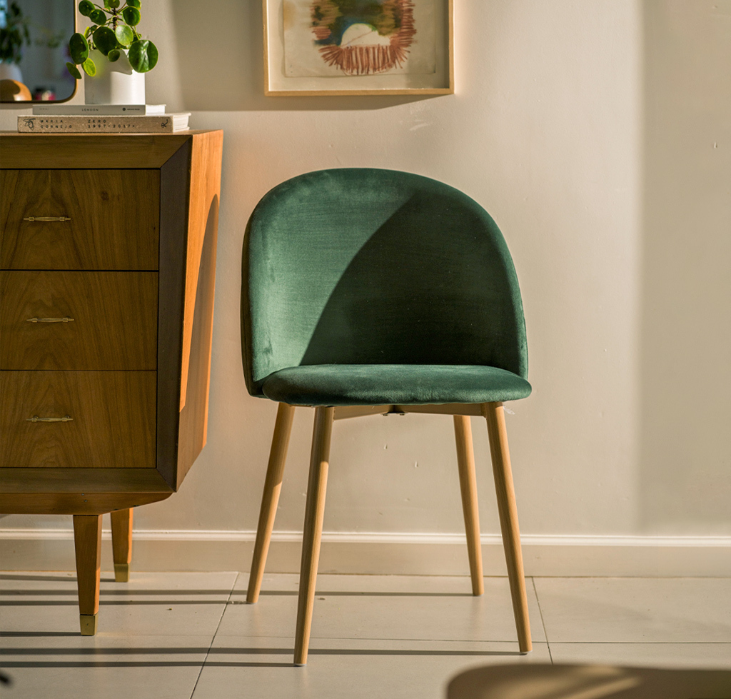 SILLA HABITA2 FELPA VERDE NORDIC ACOLCHADA DE TERCIOPELO - 4