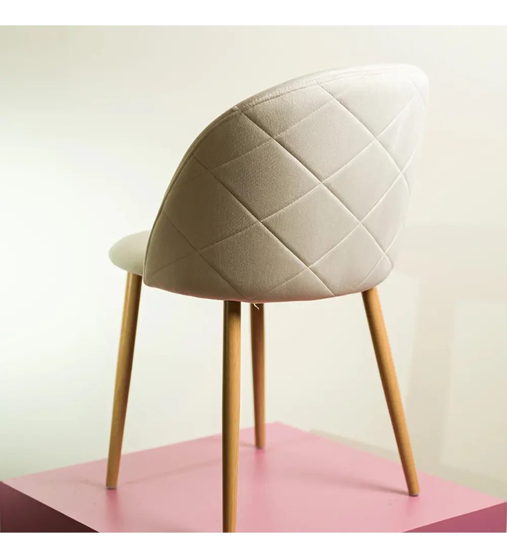 SILLA NORDIC ACOLCHADA DE TERCIOPELO - BEIGE - 2