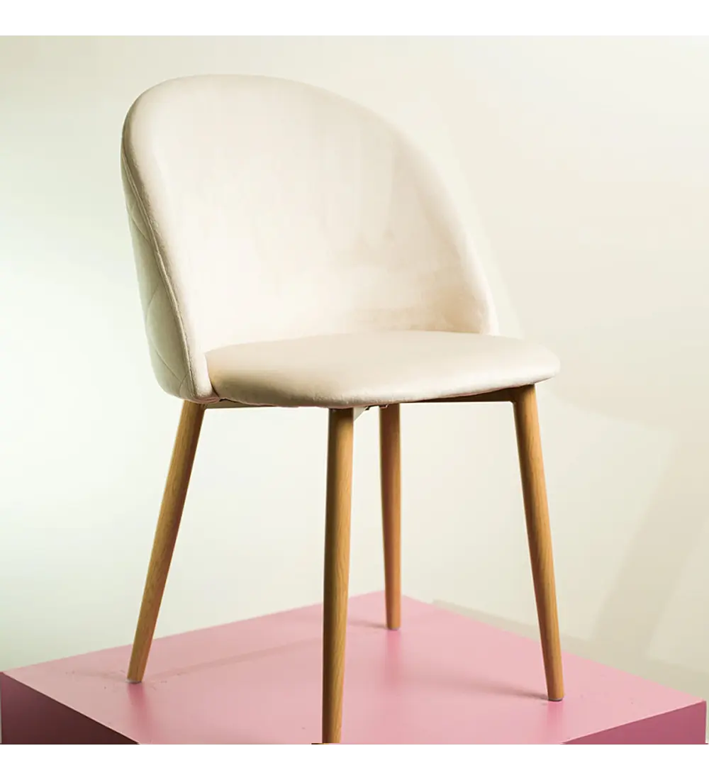 SILLA NORDIC ACOLCHADA DE TERCIOPELO - BEIGE - 3