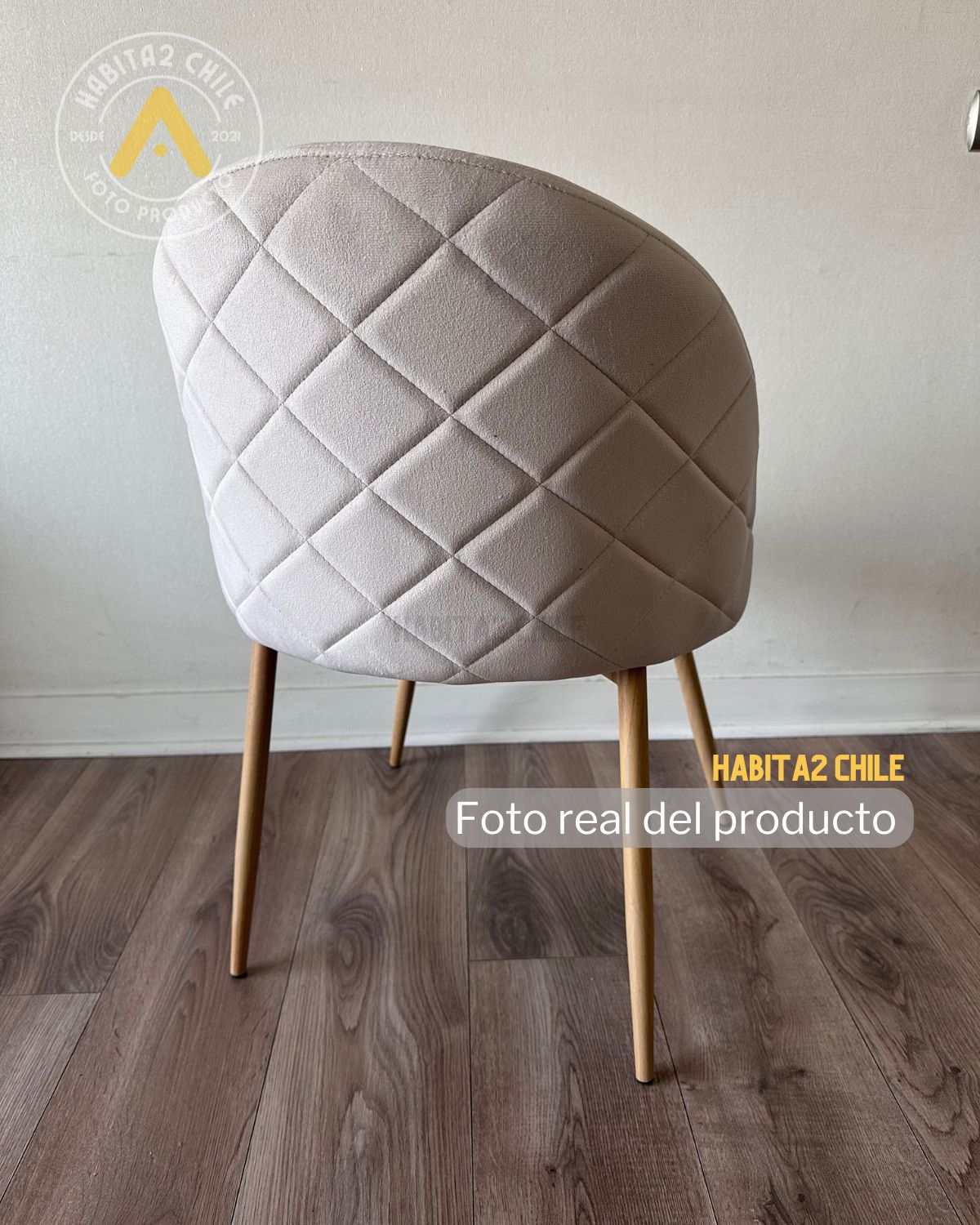 SILLA NORDIC ACOLCHADA DE TERCIOPELO - BEIGE - 4