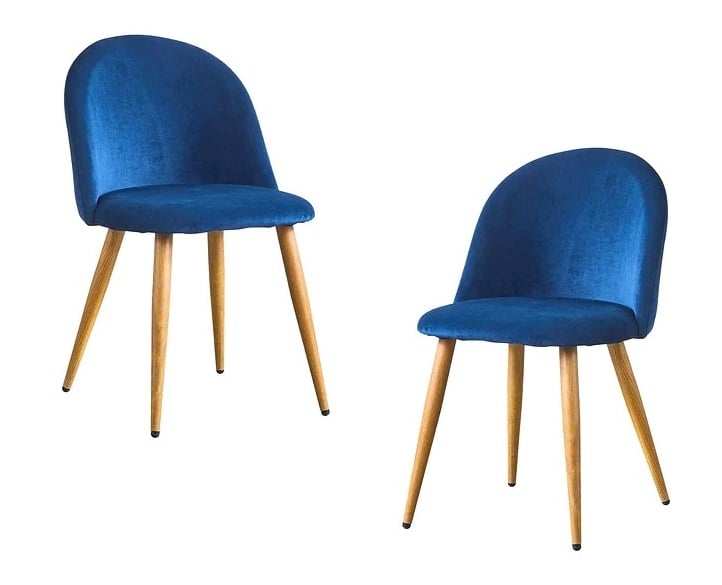 PACK HABITA2 FELPA AZUL 2 SILLA NORDIC ACOLCHADA DE TERCIOPELO - 1
