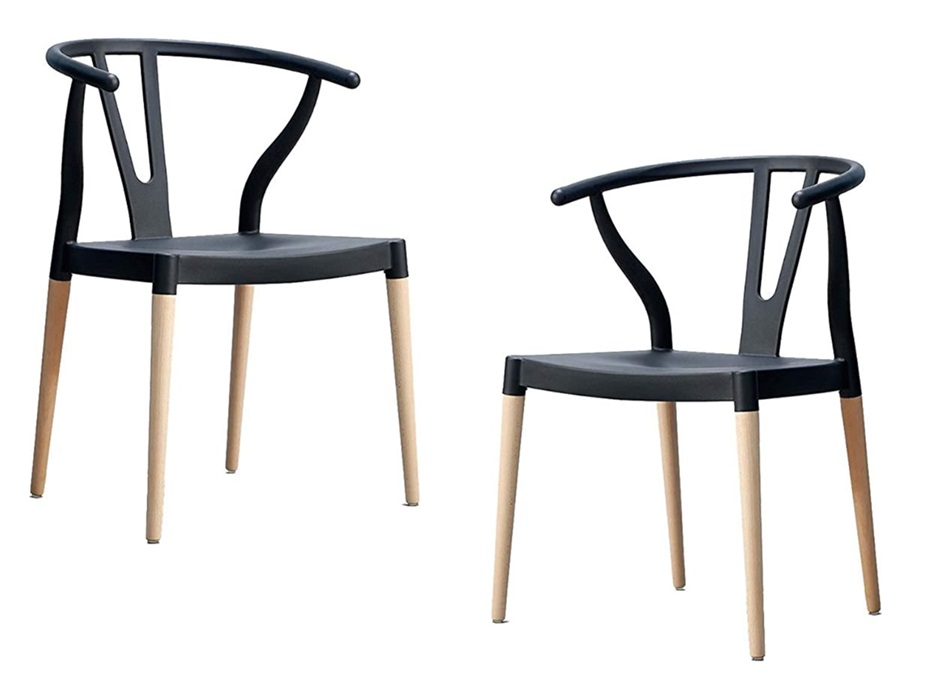 PACK HABITA2 NEGRO 2 SILLA WISHBONE ESTILO NÓRDICO COMEDOR O TERRAZA - 1