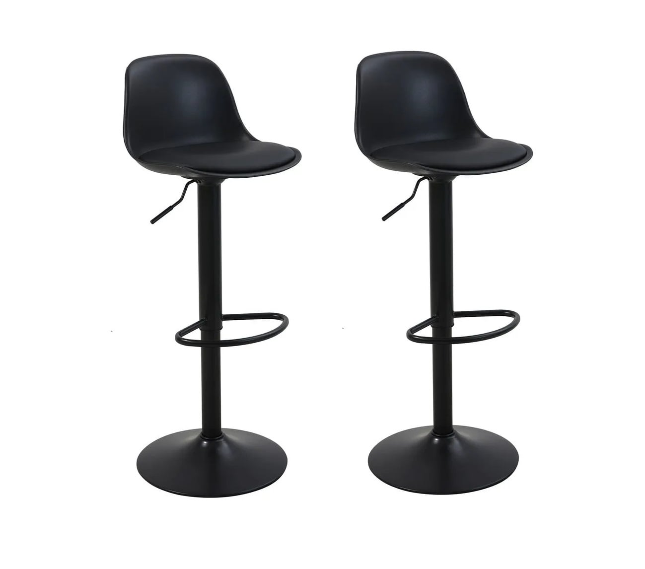 PACK 2 TABURETE DE BAR ALTURA REGULABLE ELEGANTE MOBY - NEGRO - 1