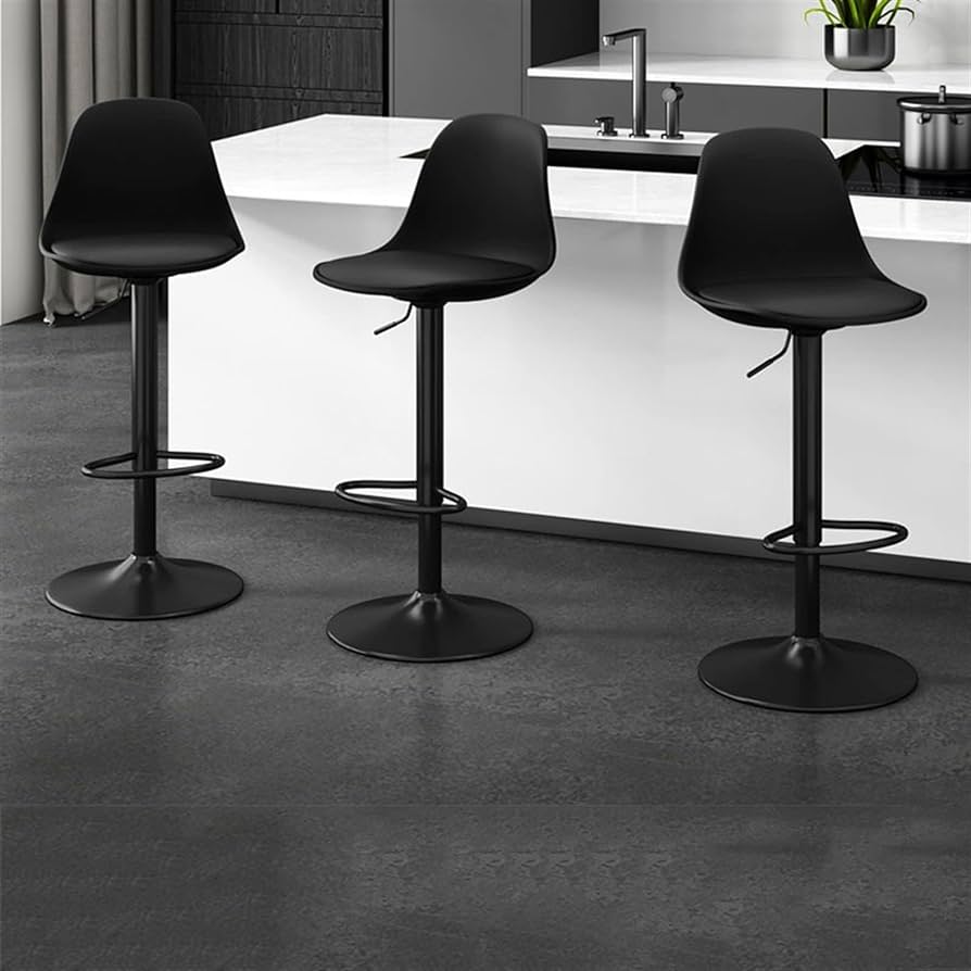 PACK 2 TABURETE DE BAR ALTURA REGULABLE ELEGANTE MOBY - NEGRO - 4