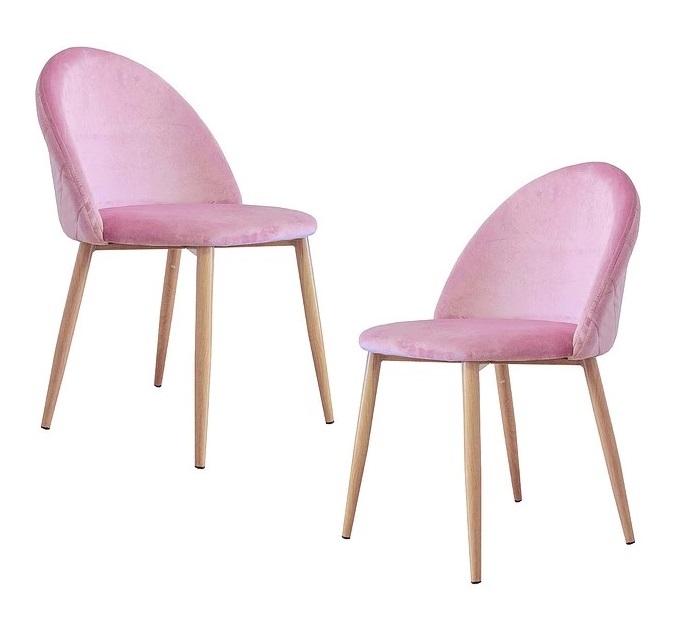 PACK 2 SILLA NORDIC ACOLCHADA DE TERCIOPELO ROSA - 1