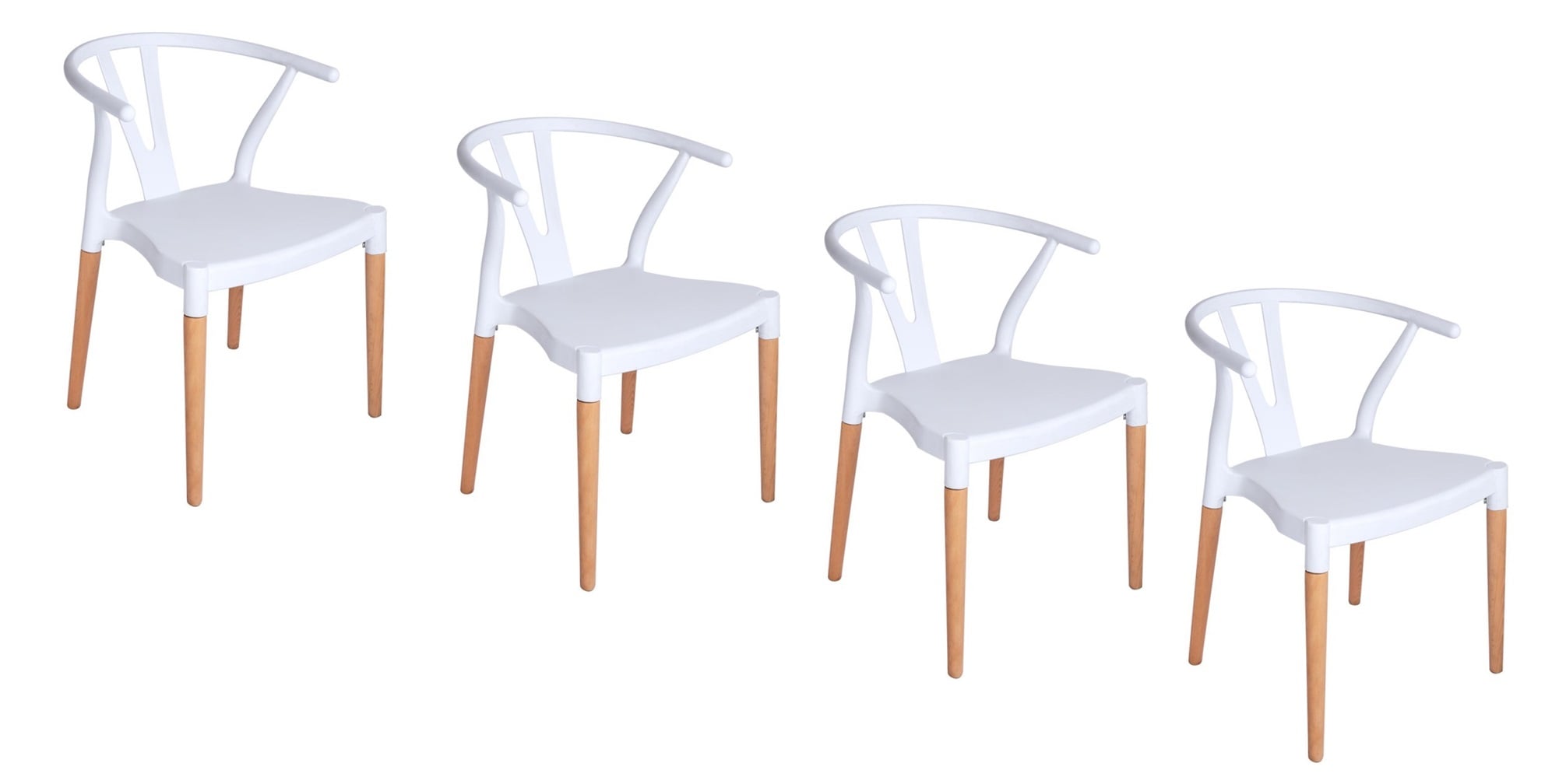 PACK HABITA2 BLANCO 4 SILLA WISHBONE ESTILO NÓRDICO COMEDOR O TERRAZA - 1