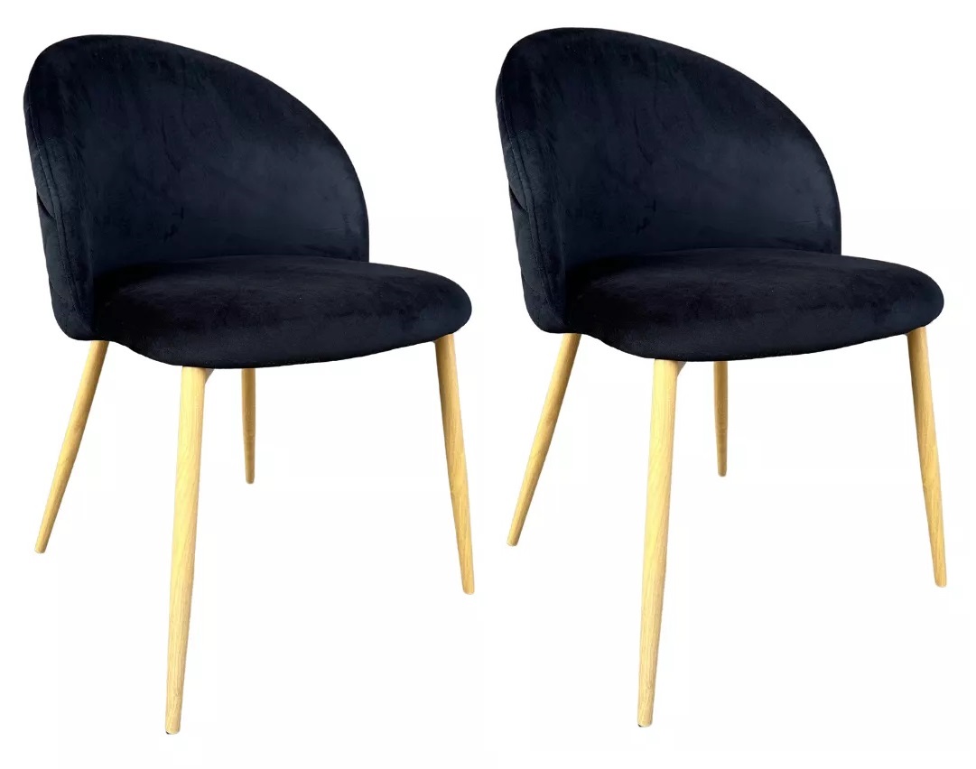 PACK HABITA2 FELPA NEGRO 2 SILLA NORDIC ACOLCHADA DE TERCIOPELO - 1