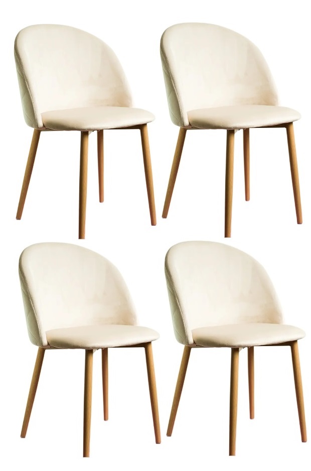 PACK 4 SILLA NORDIC ACOLCHADA DE TERCIOPELO - BEIGE - 1
