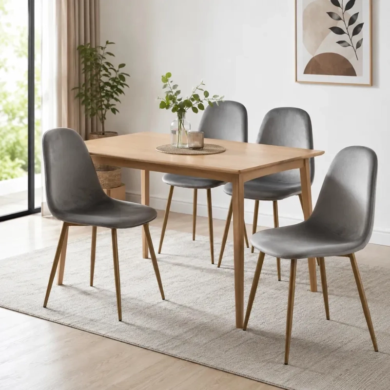 PACK HABITA2 TERCIOPELO GRIS 4 SILLA DE COMEDOR TRENDY ACOLCHADA - 1