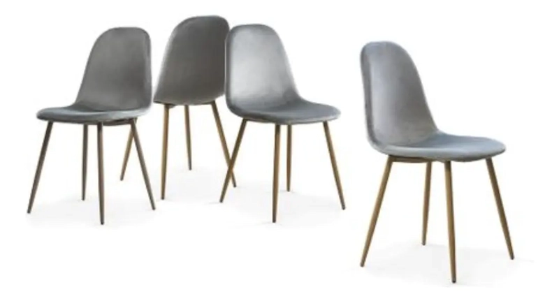 PACK HABITA2 TERCIOPELO GRIS 4 SILLA DE COMEDOR TRENDY ACOLCHADA - 4