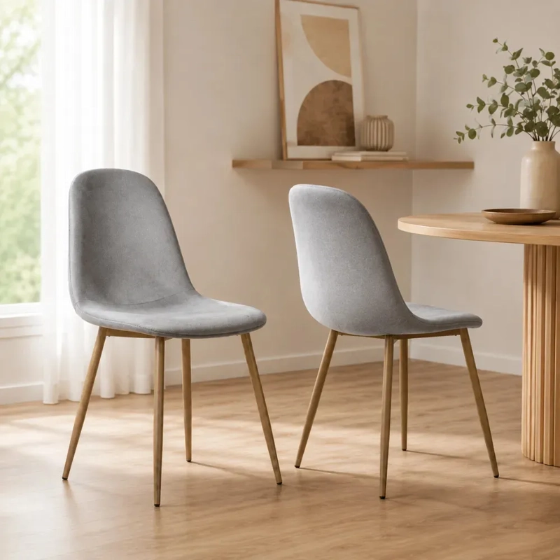 PACK HABITA2 TERCIOPELO GRIS 4 SILLA DE COMEDOR TRENDY ACOLCHADA - 6
