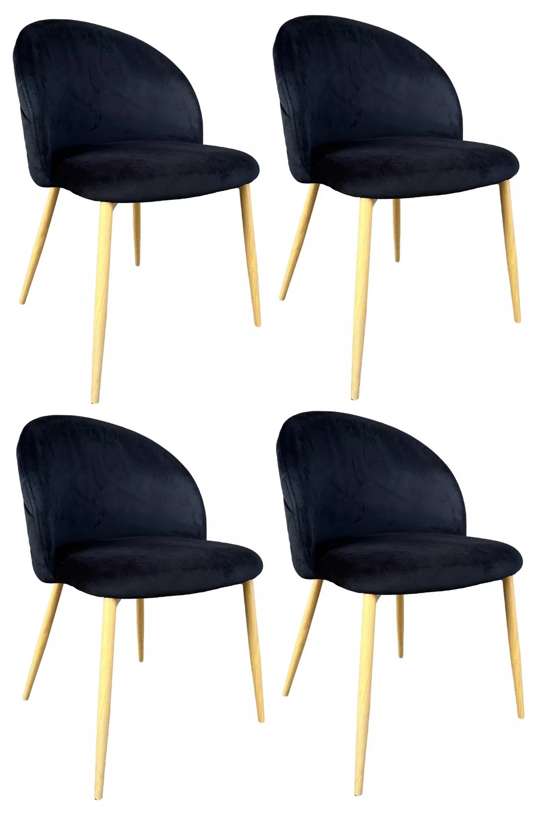 PACK HABITA2 FELPA NEGRO 4 SILLA NORDIC ACOLCHADA DE TERCIOPELO - 1
