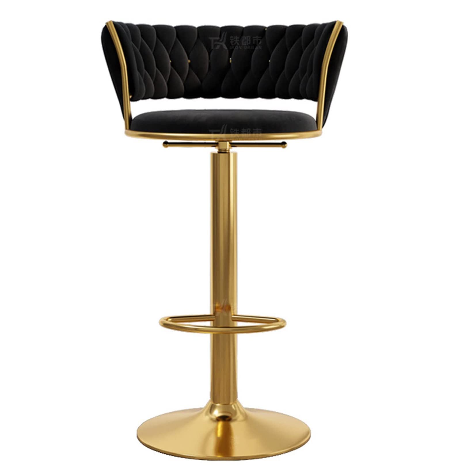 TABURETE PISO BAR QUEEN BASE COLOR DORADO - NEGRO - 1