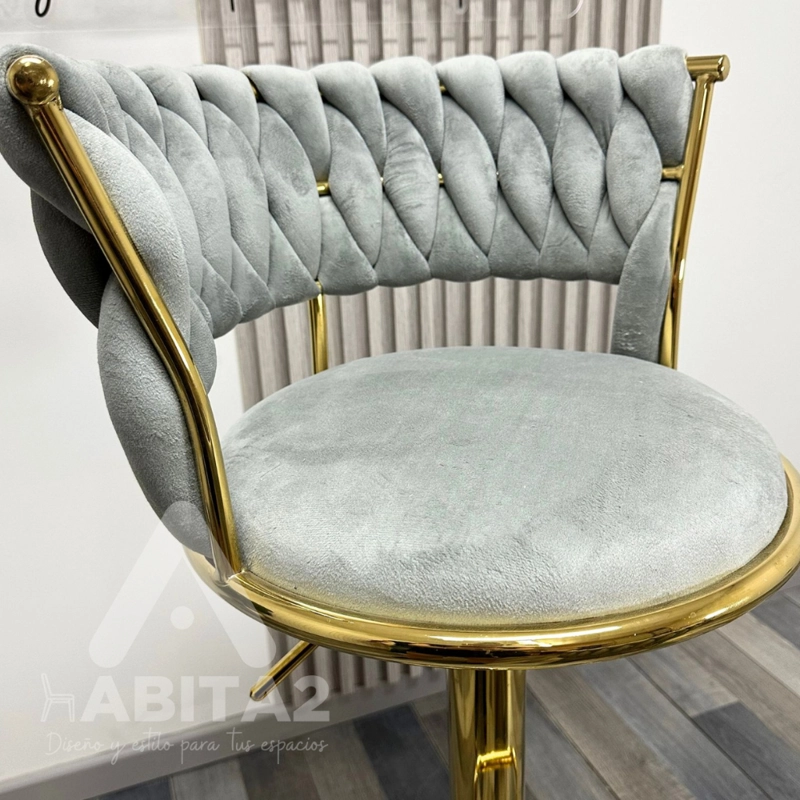 TABURETE PISO BAR QUEEN BASE COLOR DORADO - GRIS - 4
