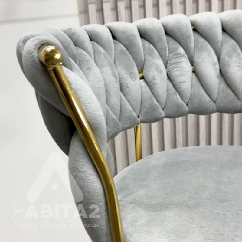 TABURETE PISO BAR QUEEN BASE COLOR DORADO - GRIS - 5