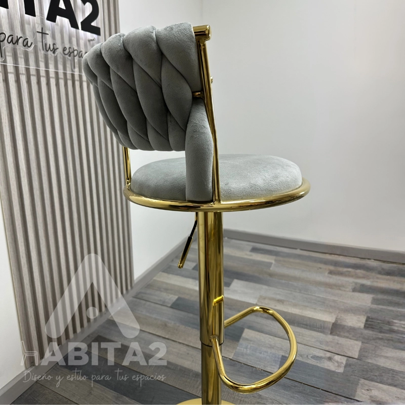 TABURETE PISO BAR QUEEN BASE COLOR DORADO - GRIS - 6