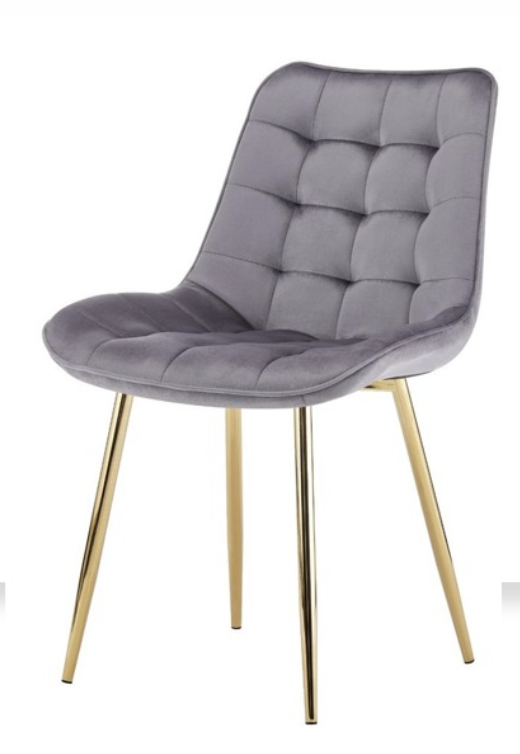 SILLA O SITIAL ROMA DE FELPA PARA COMEDOR O LIVING - GRIS - 1