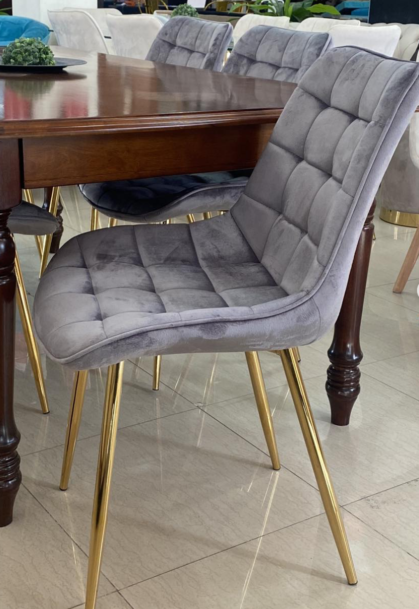 PACK 6 SILLA O SITIAL ROMA DE FELPA PARA COMEDOR O LIVING - GRIS - 4