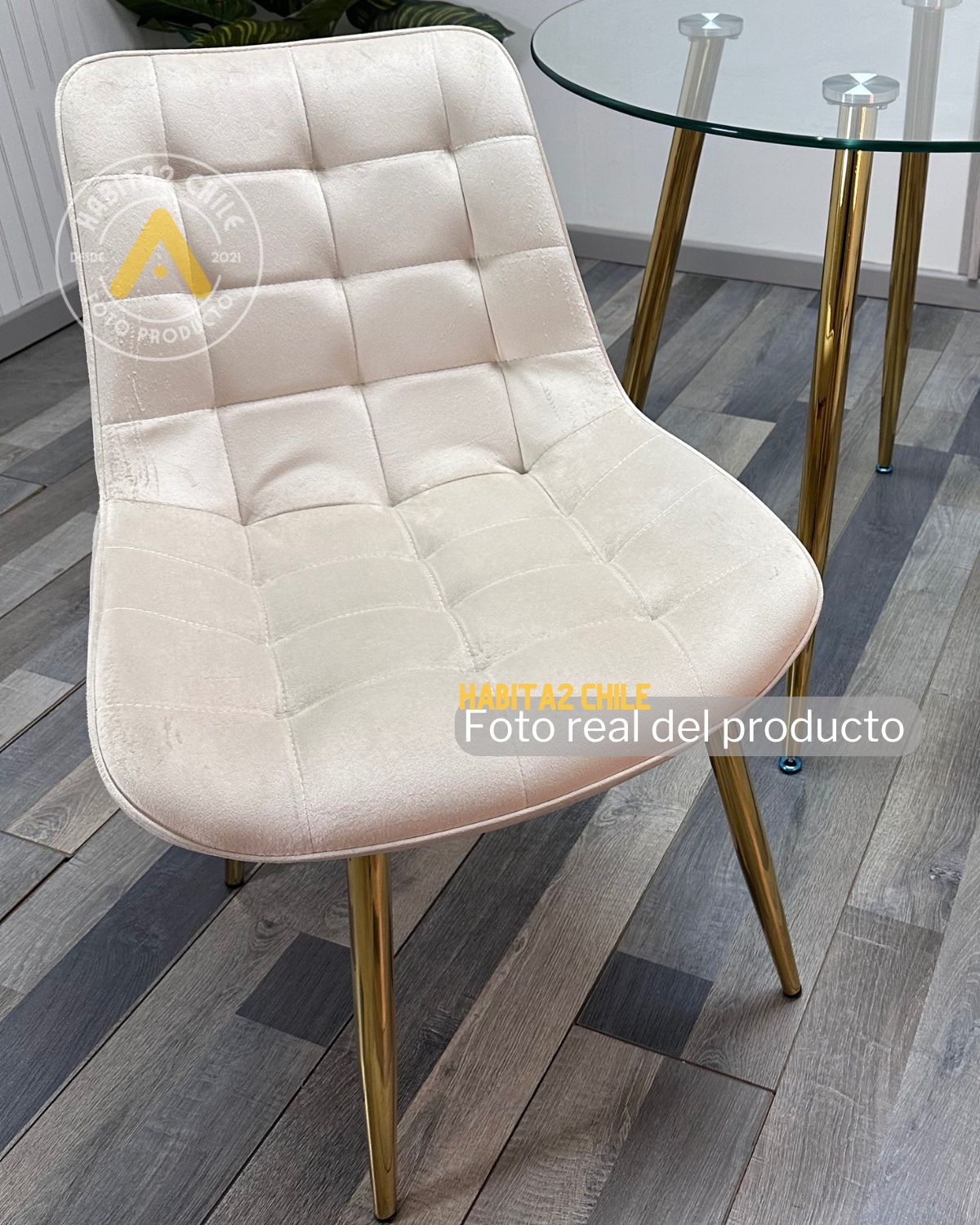 PACK 2 SILLA O SITIAL ROMA DE FELPA PARA COMEDOR O LIVING - BEIGE - 2