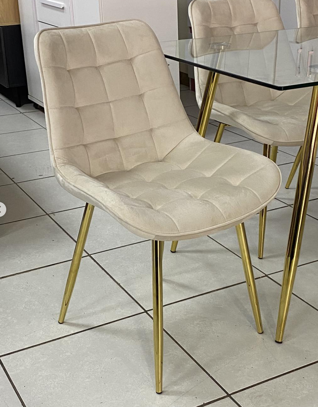 PACK 2 SILLA O SITIAL ROMA DE FELPA PARA COMEDOR O LIVING - BEIGE - 3