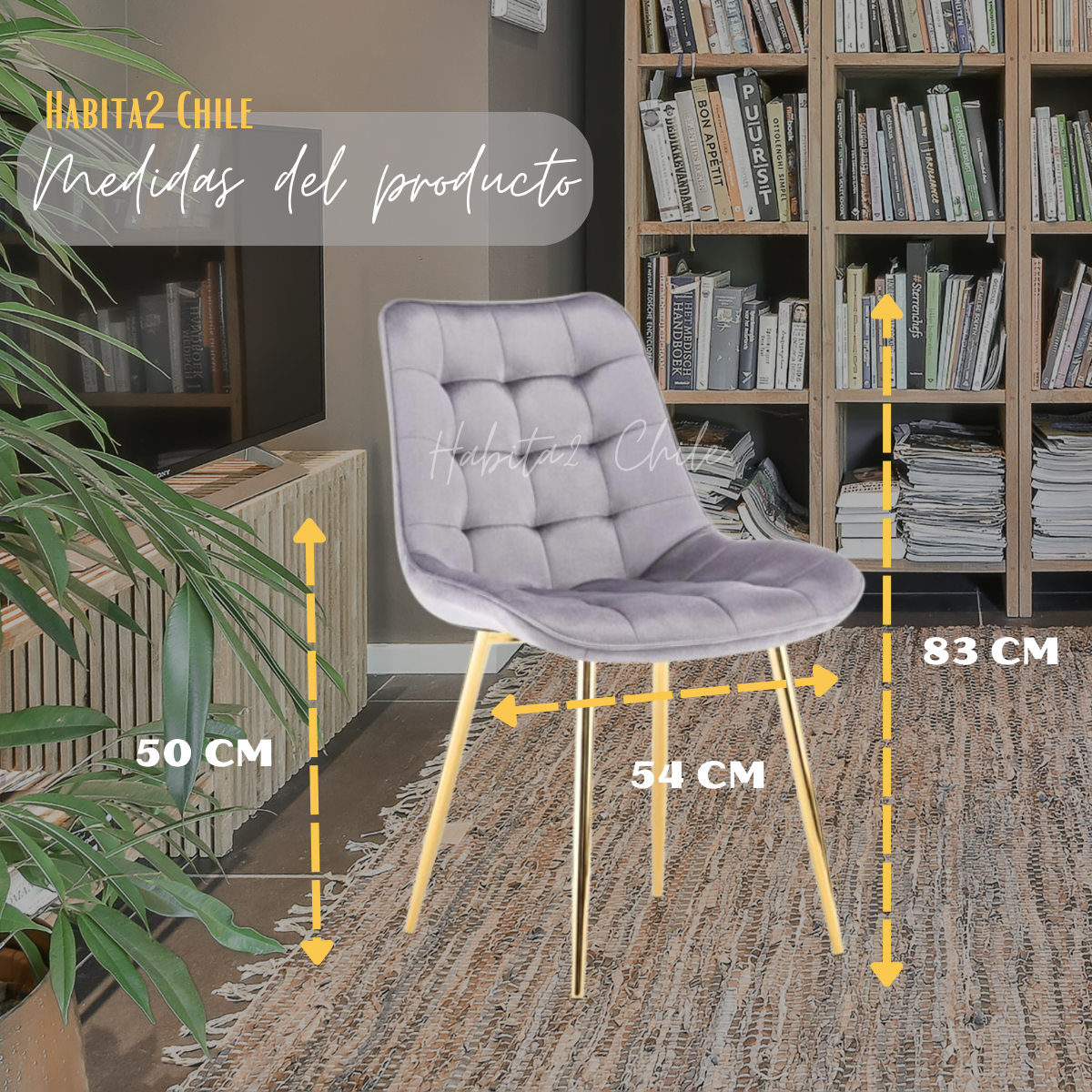 PACK 2 SILLA O SITIAL ROMA DE FELPA PARA COMEDOR O LIVING - BEIGE - 4