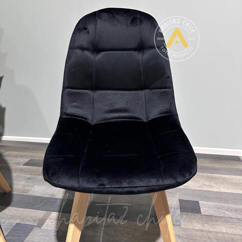 PACK HABITA2 TERCIOPELO NEGRO 2 SILLA TIPO EAMES ACOLCHADA CAPITONÉ FELPA - 2