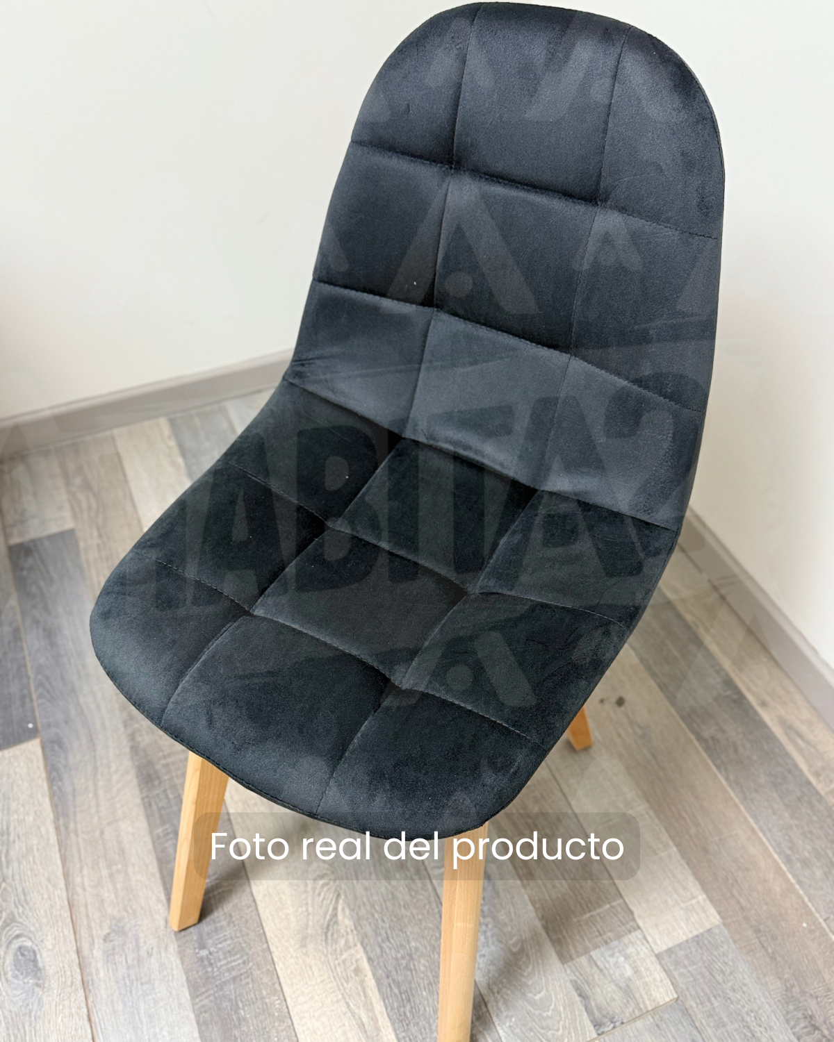 PACK HABITA2 TERCIOPELO NEGRO 2 SILLA TIPO EAMES ACOLCHADA CAPITONÉ FELPA - 3