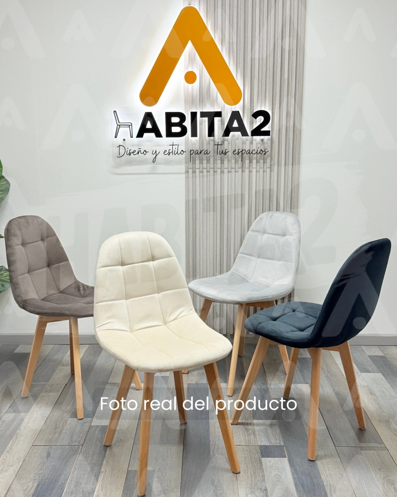 PACK HABITA2 TERCIOPELO NEGRO 2 SILLA TIPO EAMES ACOLCHADA CAPITONÉ FELPA - 4