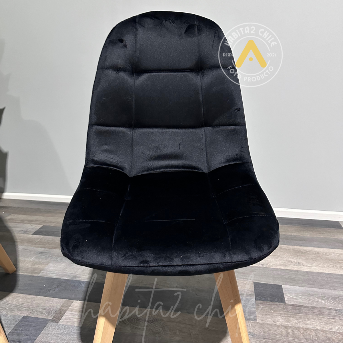 PACK HABITA2 TERCIOPELO NEGRO 6 SILLA TIPO EAMES ACOLCHADA CAPITONÉ FELPA - 4