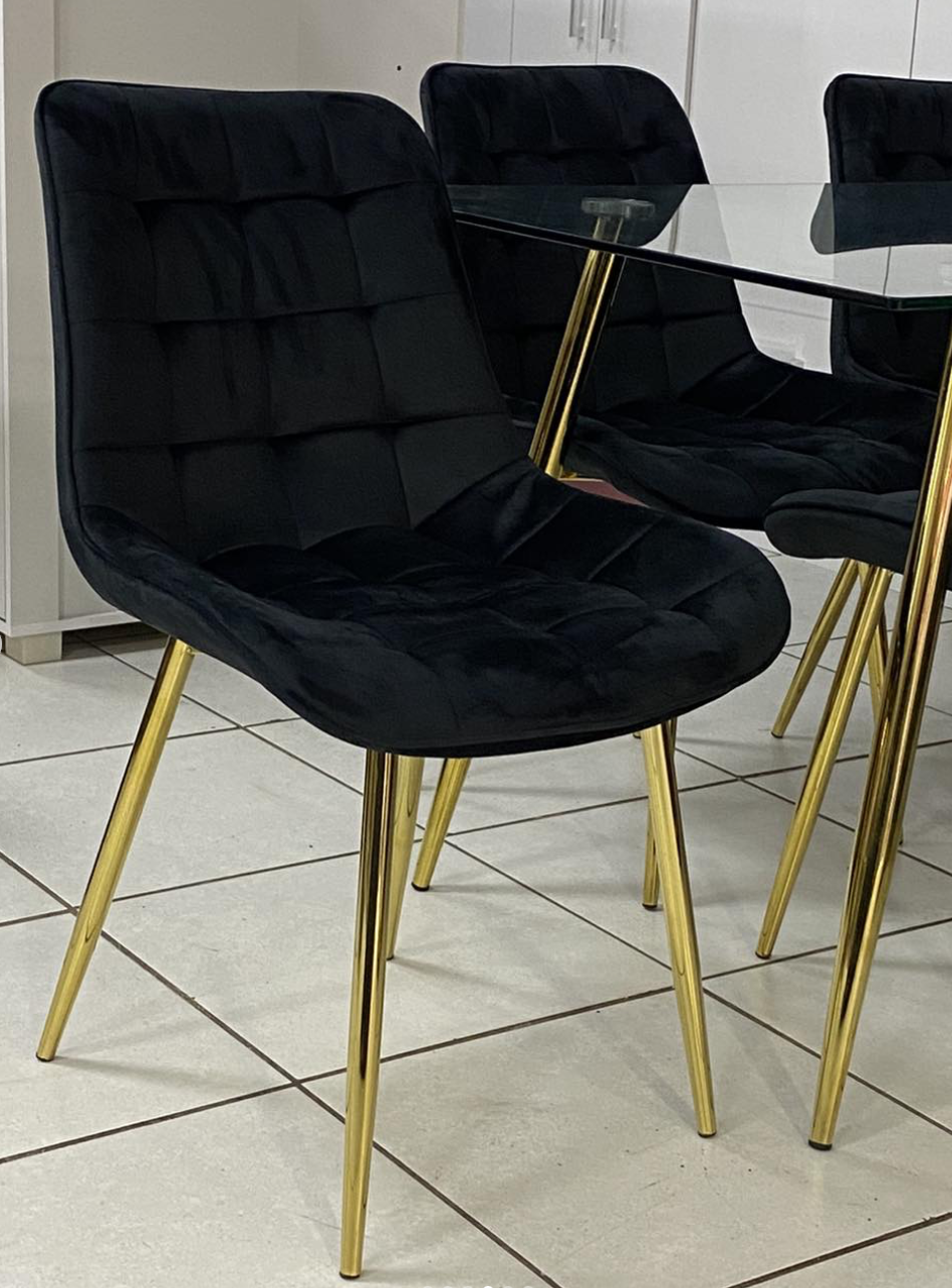 PACK 4 SILLA O SITIAL ROMA DE FELPA PARA COMEDOR O LIVING - NEGRO - 2