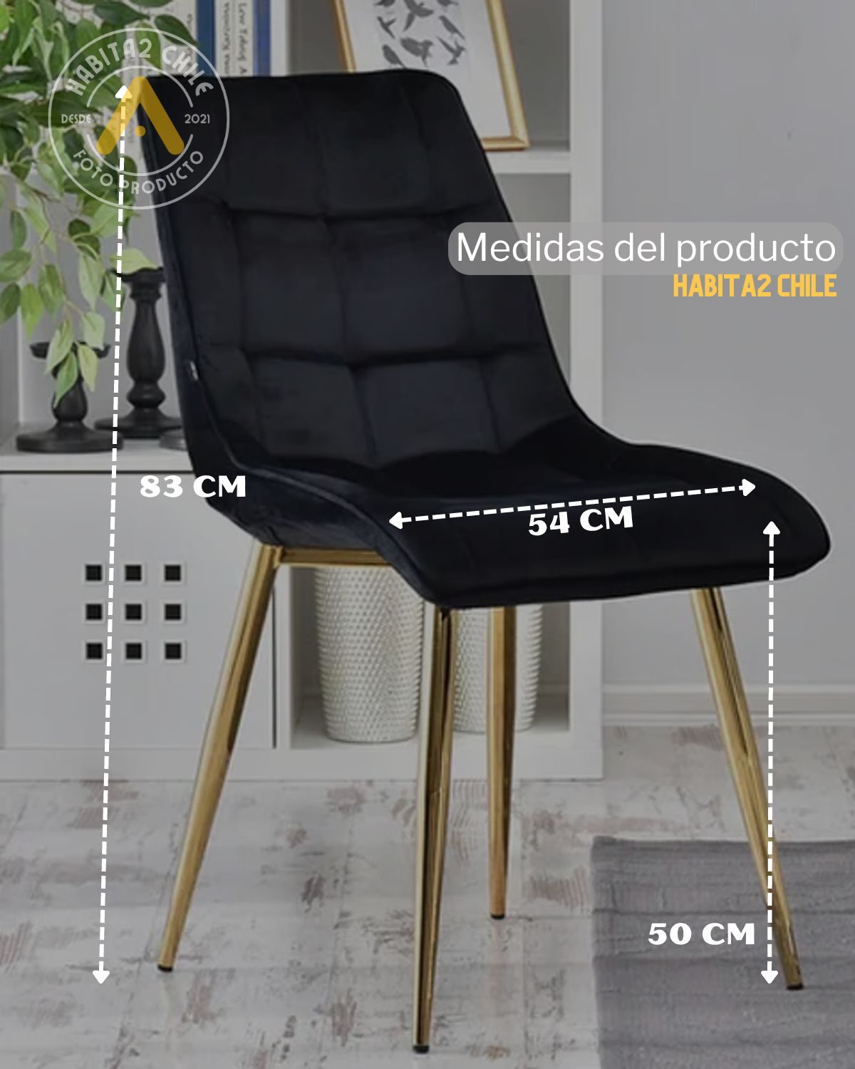 PACK 4 SILLA O SITIAL ROMA DE FELPA PARA COMEDOR O LIVING - NEGRO - 3
