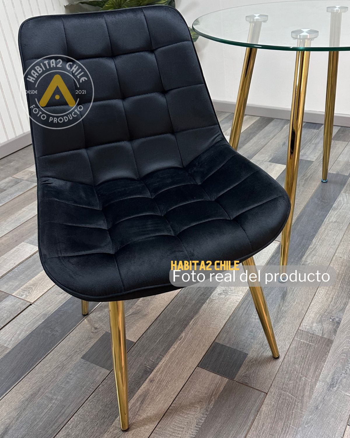 PACK 4 SILLA O SITIAL ROMA DE FELPA PARA COMEDOR O LIVING - NEGRO - 5