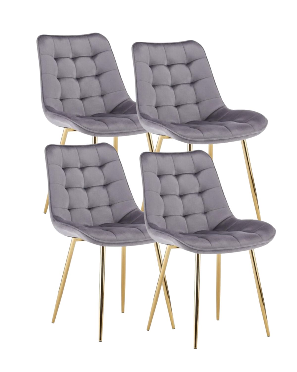 PACK 4 SILLA O SITIAL ROMA DE FELPA PARA COMEDOR O LIVING - GRIS - 1