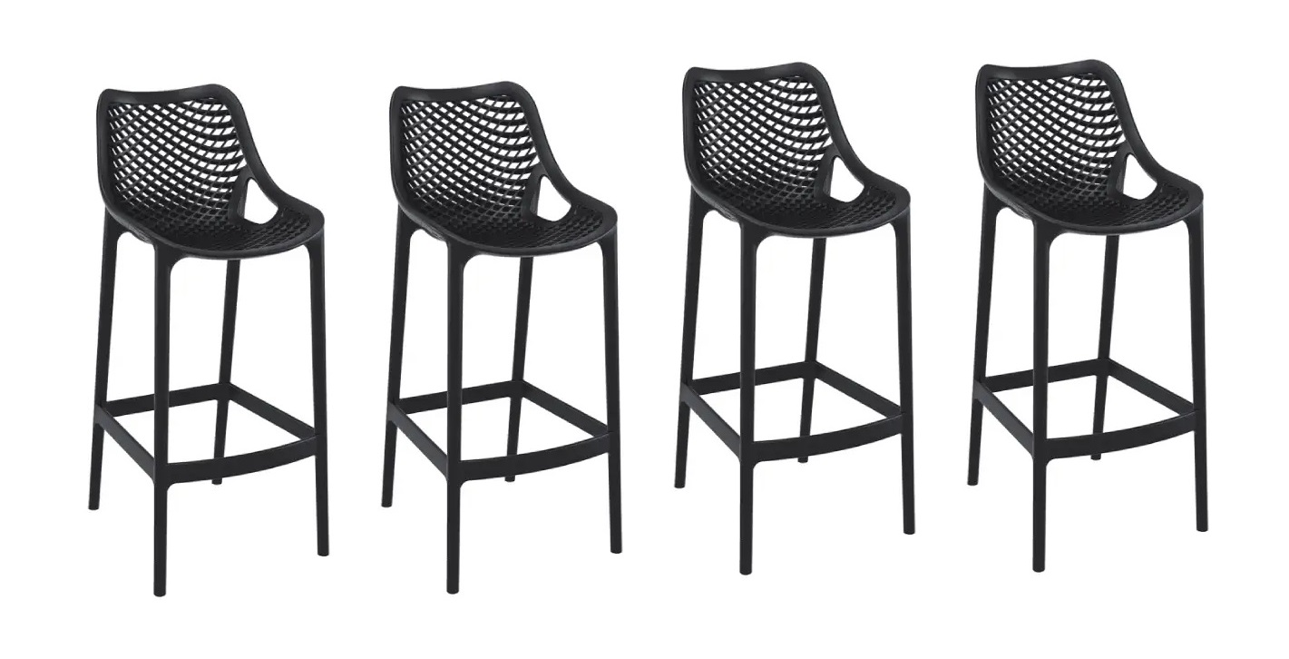 PACK HABITA2 NEGRO 4 TABURETE DE BAR TERRAZA 75 CM CITY POLIPROPILENO - 1