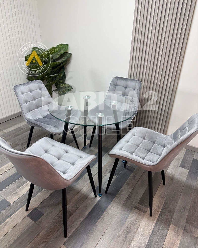 SILLA O SITIAL CUADROS DE FELPA PARA COMEDOR O LIVING - GRIS - 5