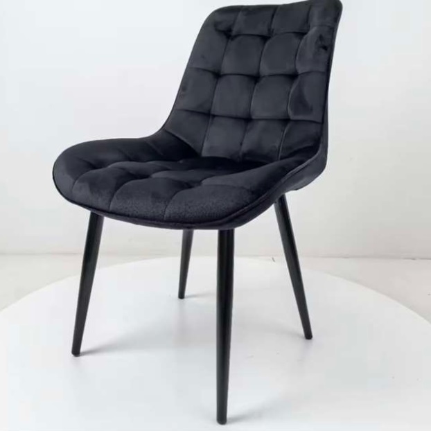 SILLA O SITIAL CUADROS DE FELPA PARA COMEDOR O LIVING - NEGRO - 2