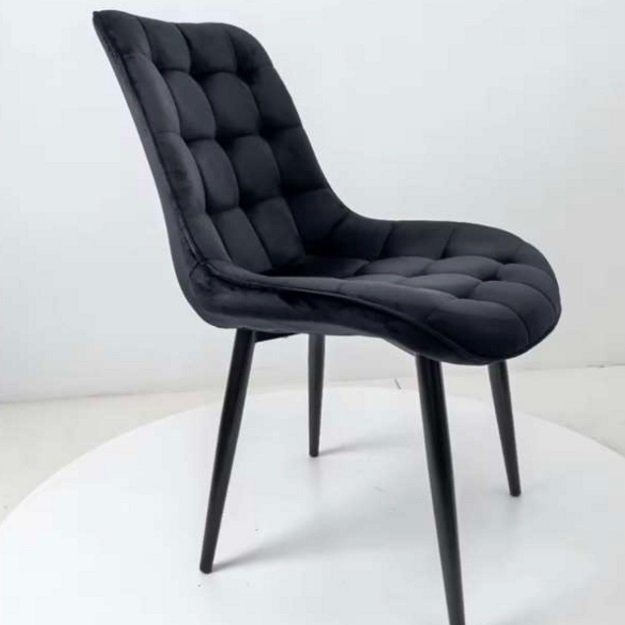 SILLA O SITIAL CUADROS DE FELPA PARA COMEDOR O LIVING - NEGRO - 3