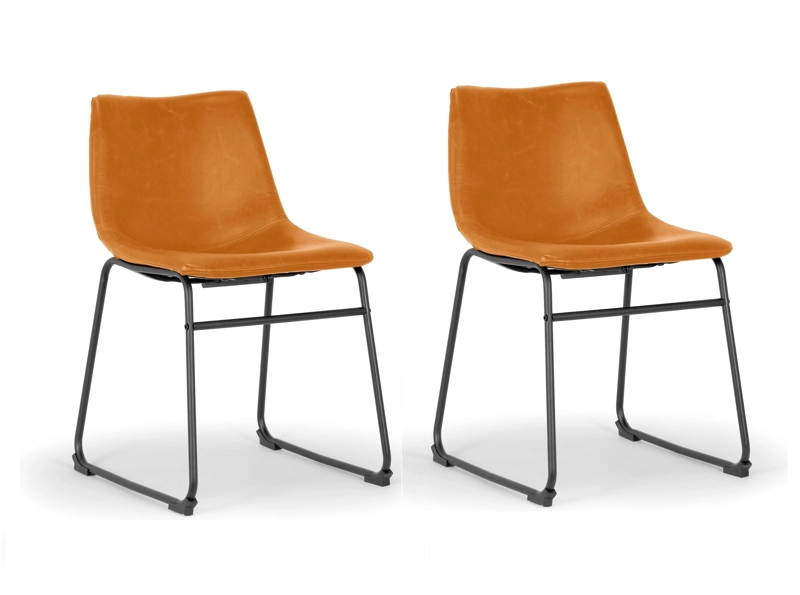 PACK HABITA2 ACERO CAFE 2 SILLA COMEDOR LEAH CUERO - 1