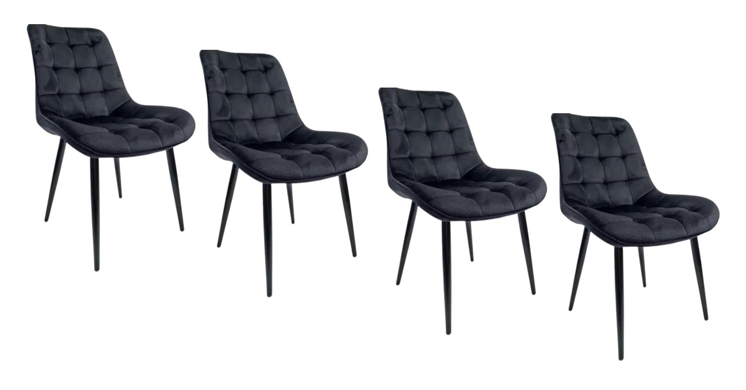 PACK 4 SILLA O SITIAL CUADROS DE FELPA PARA COMEDOR O LIVING - NEGRO - 1