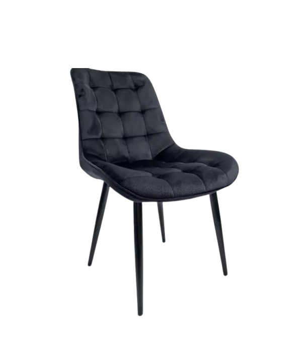 PACK 6 SILLA O SITIAL CUADROS DE FELPA PARA COMEDOR O LIVING NEGRO - 2
