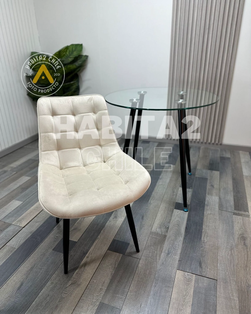 PACK 6 SILLA O SITIAL CUADROS DE FELPA PARA COMEDOR O LIVING BEIGE - 2