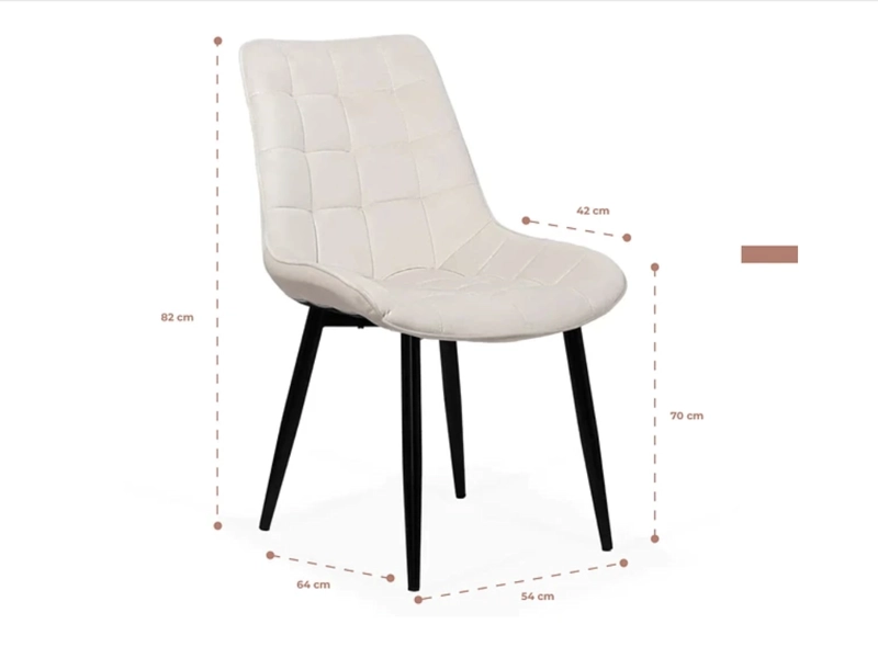 PACK 6 SILLA O SITIAL CUADROS DE FELPA PARA COMEDOR O LIVING BEIGE - 3