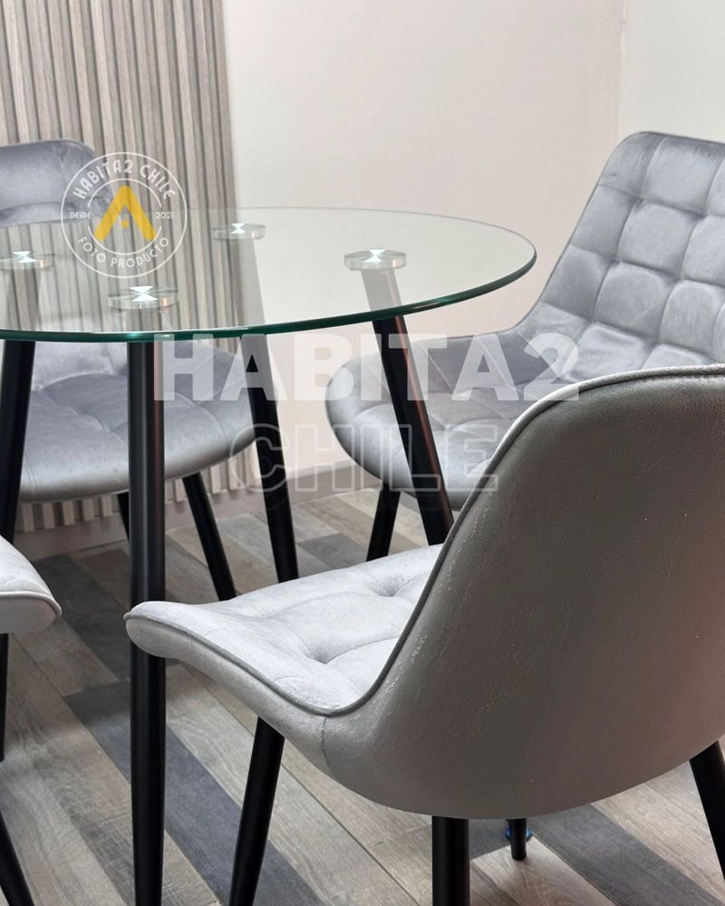 PACK 2 SILLA O SITIAL CUADROS DE FELPA PARA COMEDOR O LIVING - GRIS - 2