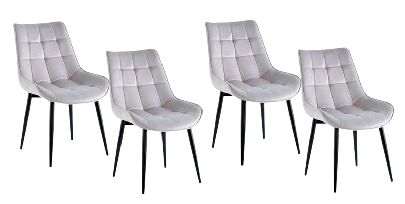 PACK 4 SILLA O SITIAL CUADROS DE FELPA PARA COMEDOR O LIVING - GRIS - 1