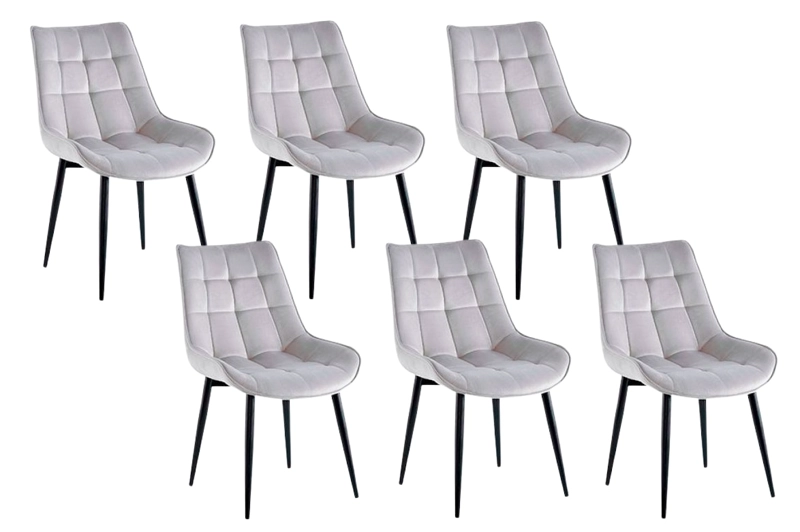 PACK 6 SILLA O SITIAL CUADROS DE FELPA PARA COMEDOR O LIVING GRIS - 1